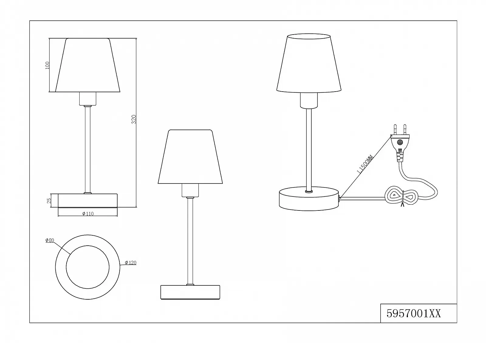 Настільна лампа Trio Leuchten Luis II 595700106 Хром Метал Біле алебастрове скло E14 Touch, фото №4