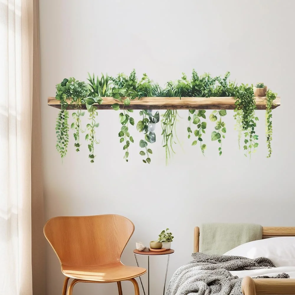 Наклейка на стіну milaosk Green Leaves Plants Flower Vine Ivy Vine Flower Pot самоклеюча 88 см x 37 см, фото №5