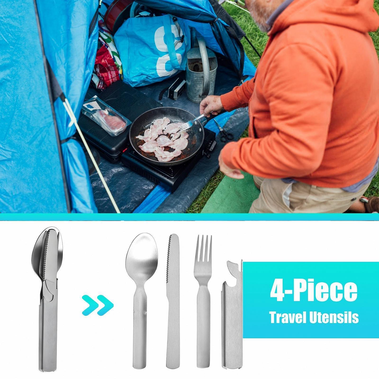 Набір столових приборів Tragbar Reisebesteck 4-teiliges, фото №3