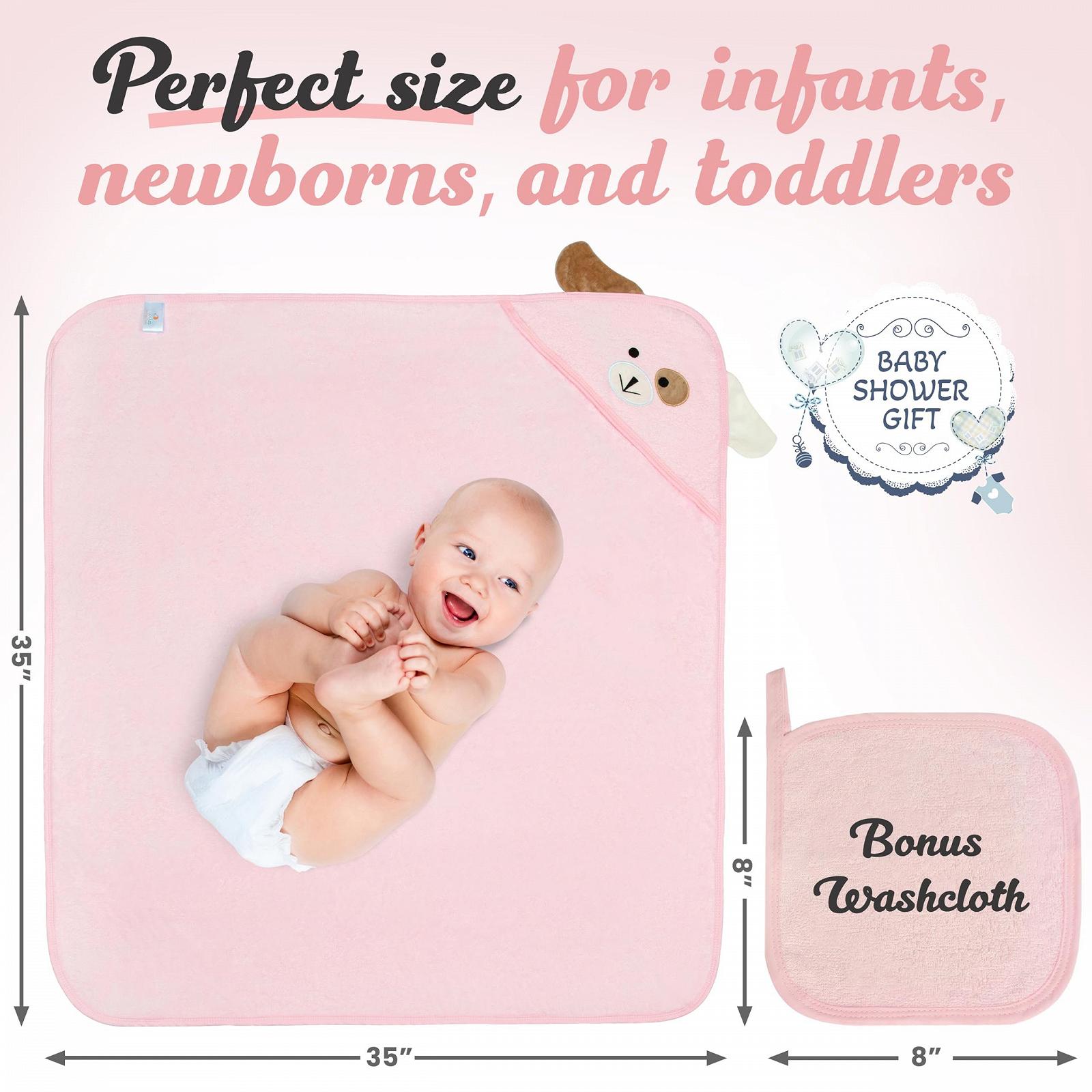 Рушник с капюшоном Premium Baby, 100% органический бамбук, 89 x 89 см, розовый, фото №4