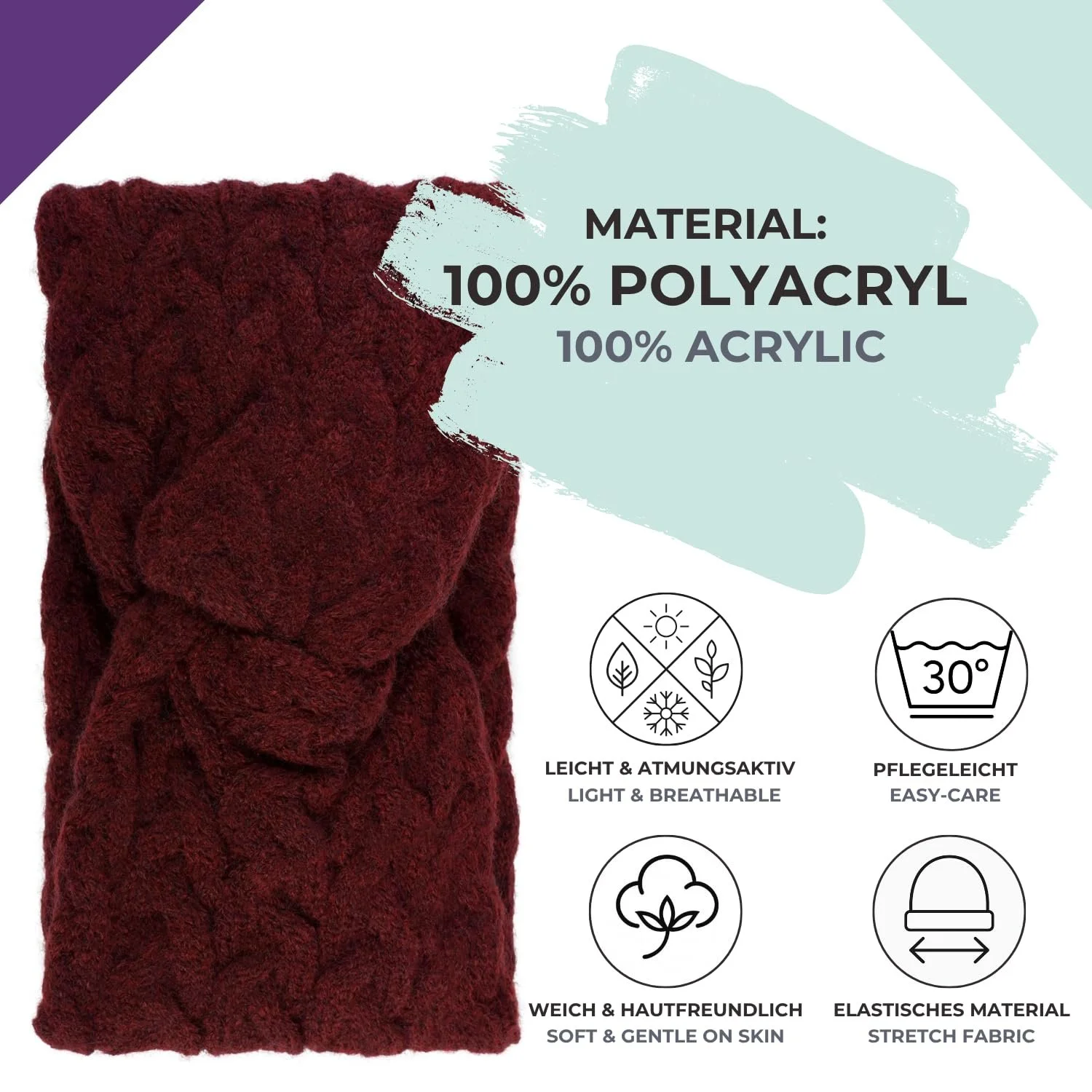 В'язана пов'язка на голову styleBREAKER Жіноча, фото №4