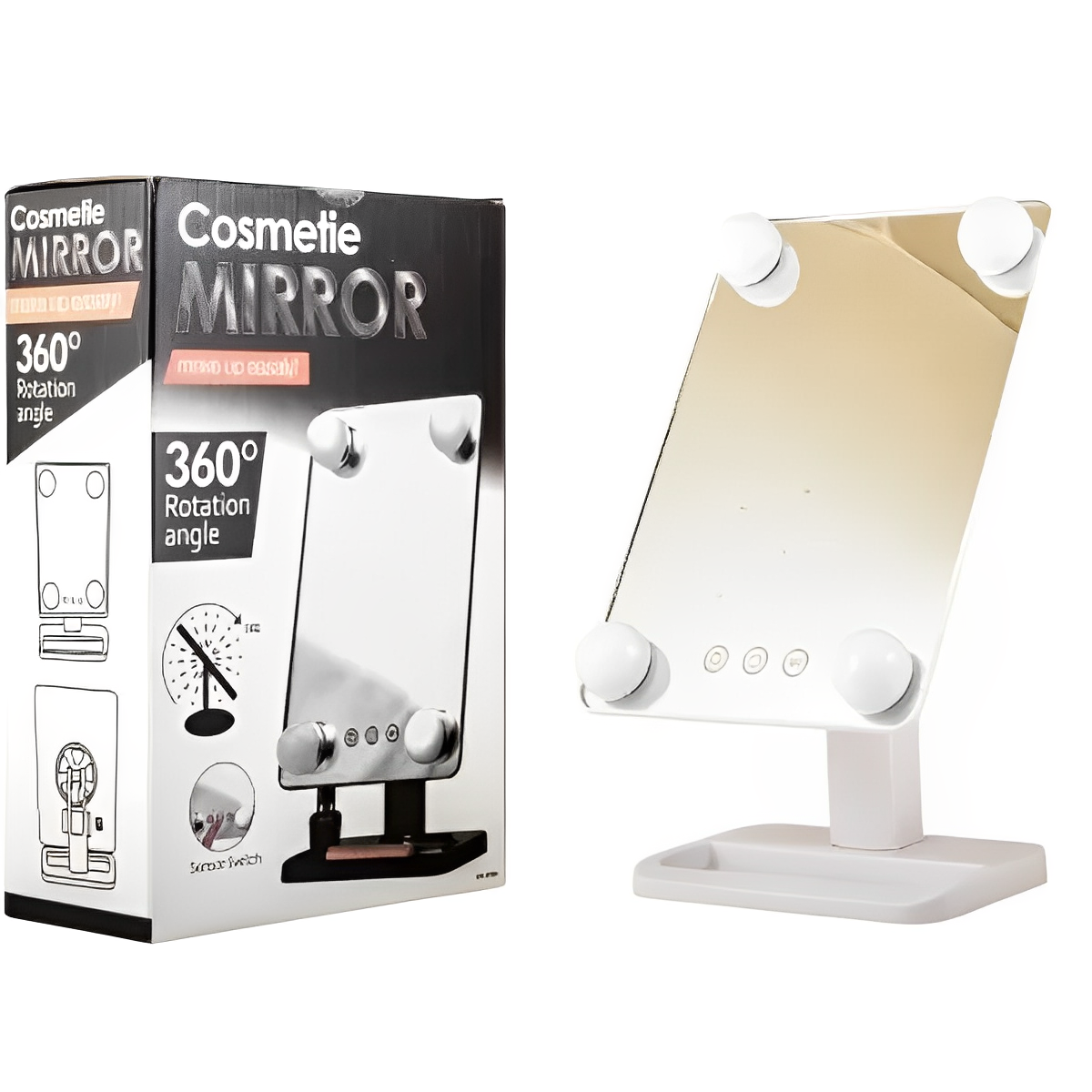 Компактное зеркало с подсветкой для макияжа MCH Cosmetie Mirror 360 Rotation Angel LED дома, фото №1