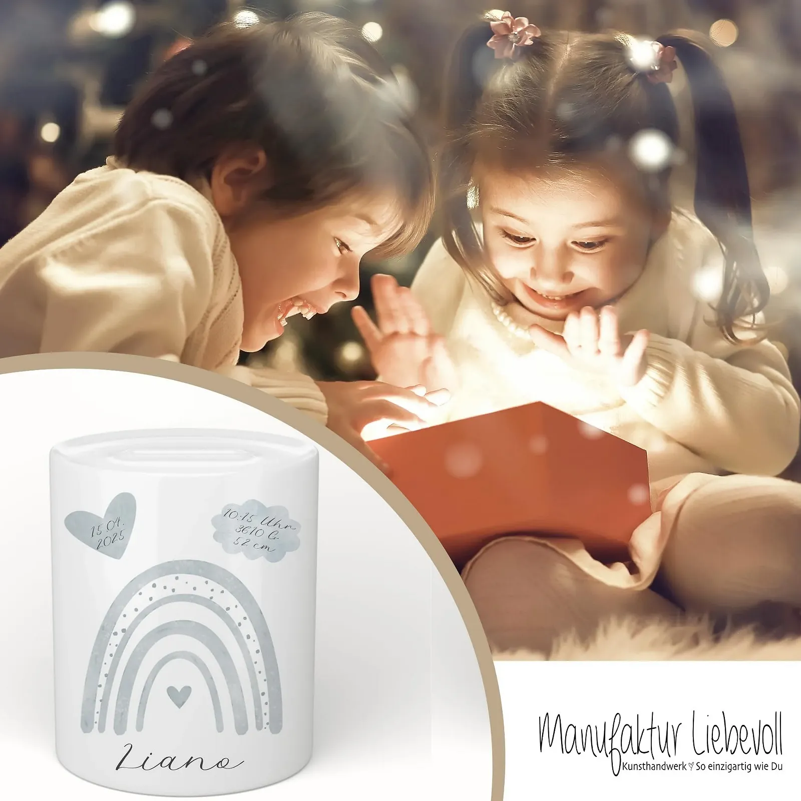 Скарбничка Manufaktur Liebevoll персоналізована керамічна Веселка, фото №5