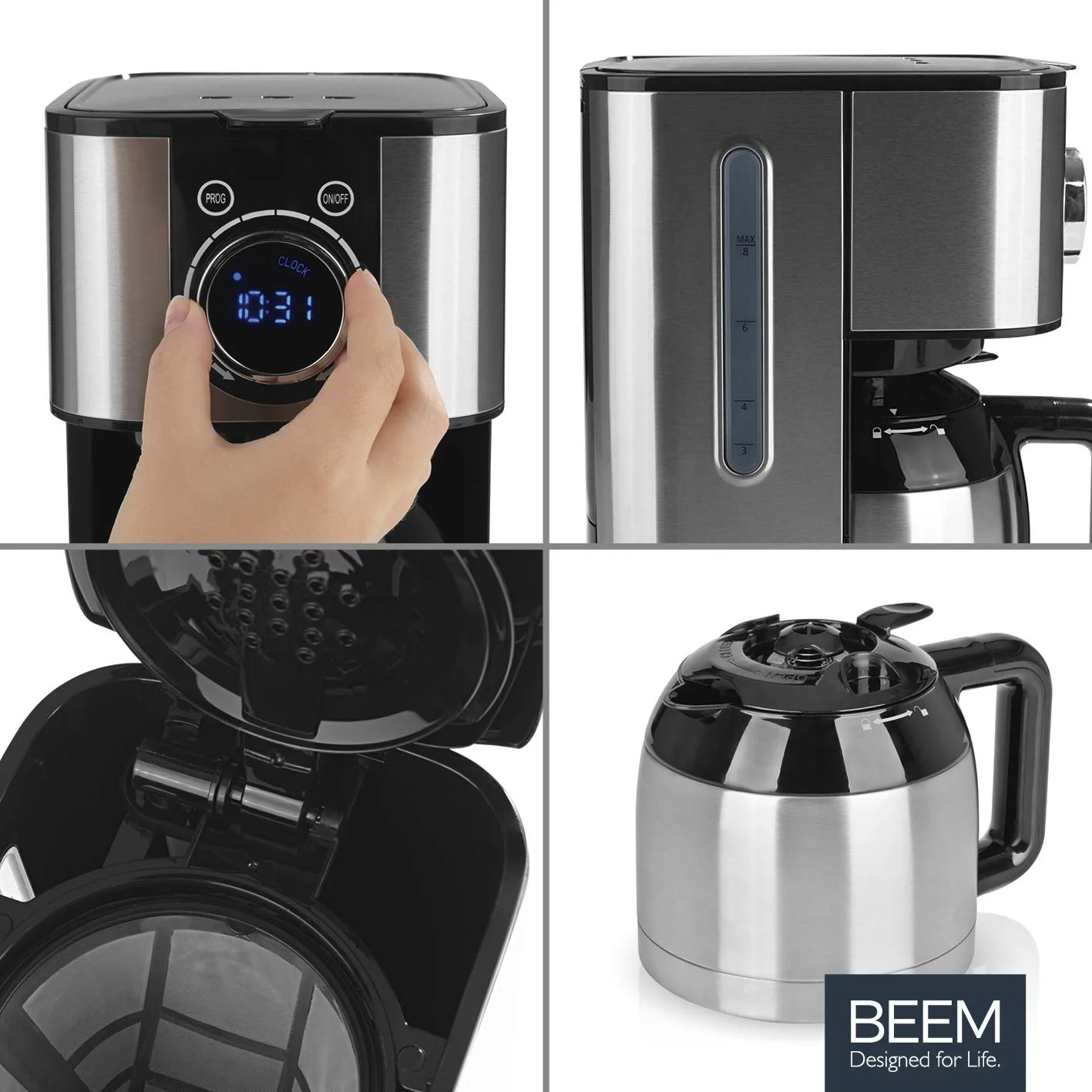 Капельная кофеварка BEEM FRESH-AROMA-SWITCH 1 л 800 Вт 4-8 чашек нержавеющая сталь, фото №4