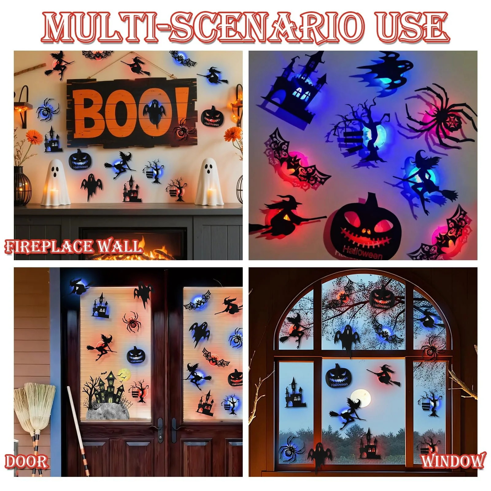 Набір наклейок на стіну Halloween 16 шт. LED 3D що світяться, фото №7