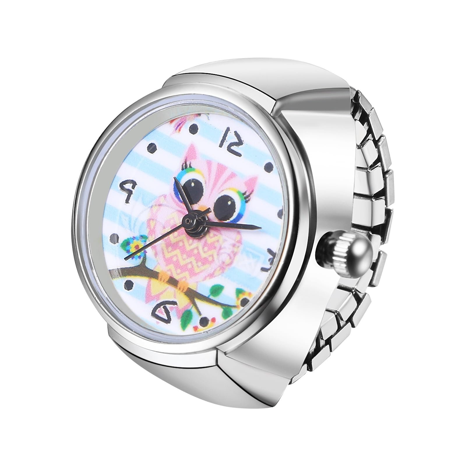 Кольцо-часы JewelryWe Owl Кварцевый Аналоговый Серебристый, фото №1