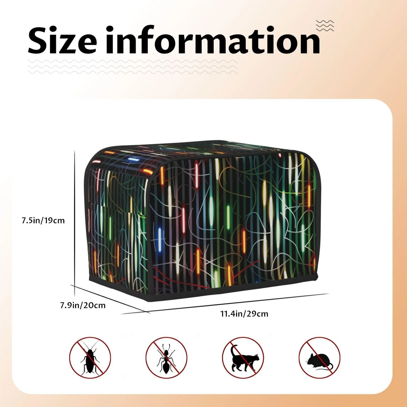 Чохол для тостера на 2 скибки з двома кишенями, смугастий, фото №2 Чохол для тостера на 2 скибки з двома кишенями, смугастий, фото №2