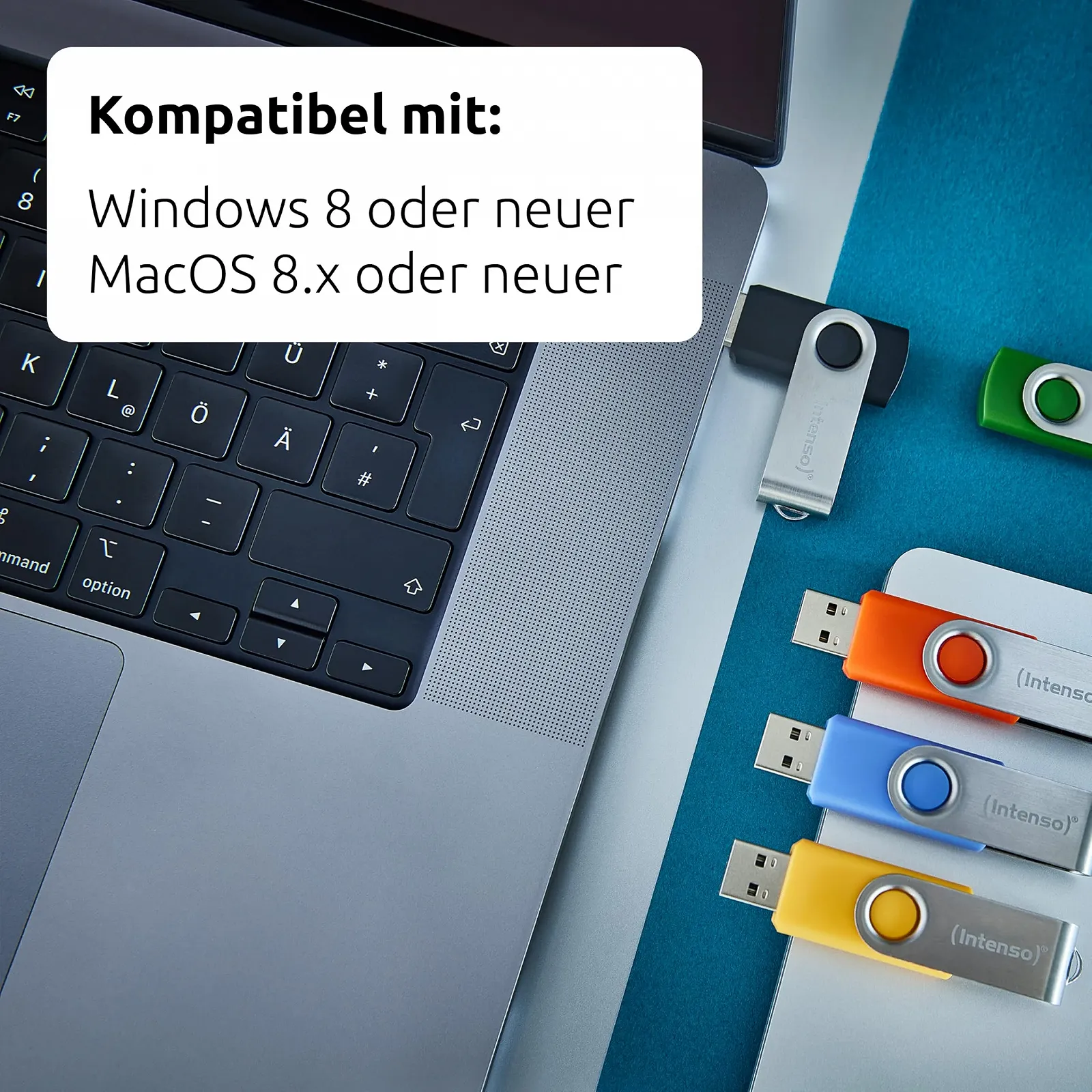 USB-накопичувач Intenso Office Line 5X 64 ГБ Super Speed USB-A 3.2 5 кольорів з металевим кронштейном та етикетками, фото №5 USB-накопичувач Intenso Office Line 5X 64 ГБ Super Speed USB-A 3.2 5 кольорів з металевим кронштейном та етикетками, фото №5