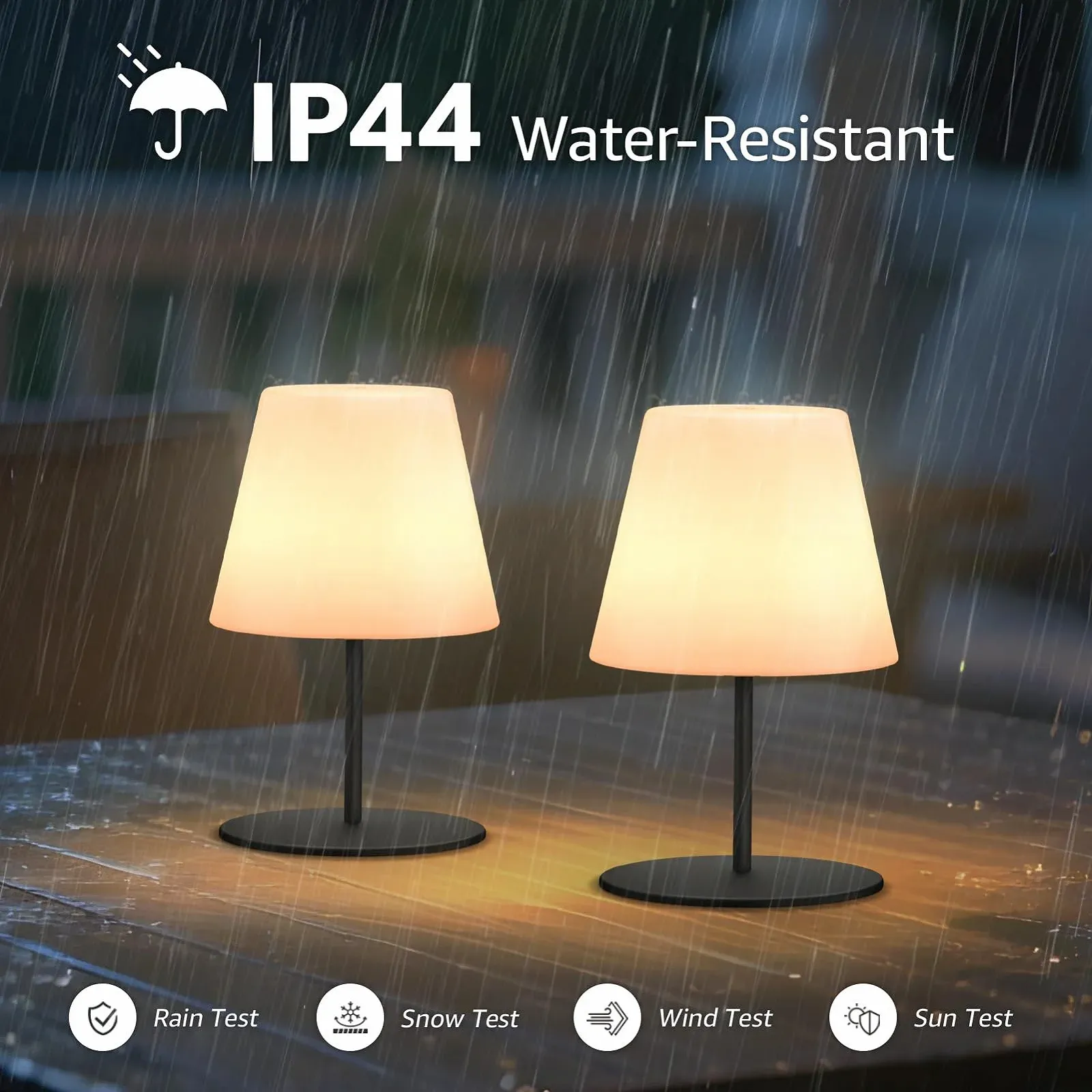 Настільна LED лампа акумуляторна Набір з 2 шт. 8 кольорів USB-C IP44 з регулюванням висоти чорна, фото №4