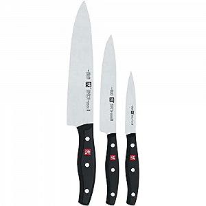 Набор ножей ZWILLING Twin Pollux, 3 предмета: нож для очистки/украшения, нож для мяса, нож шеф-повара, специальная нержавеющая сталь, пластиковая ручка, черный synthetic.ua - Фото 1