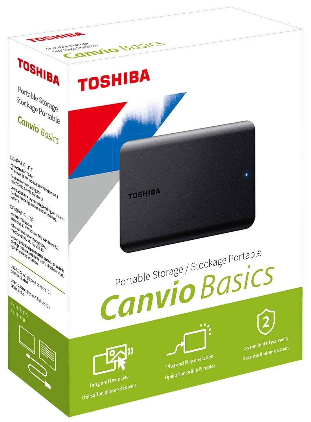 Внешний жесткий диск Toshiba Canvio Basics 2 ТБ 2.5" USB 3.2 Gen 1 Матовый черный, фото №5