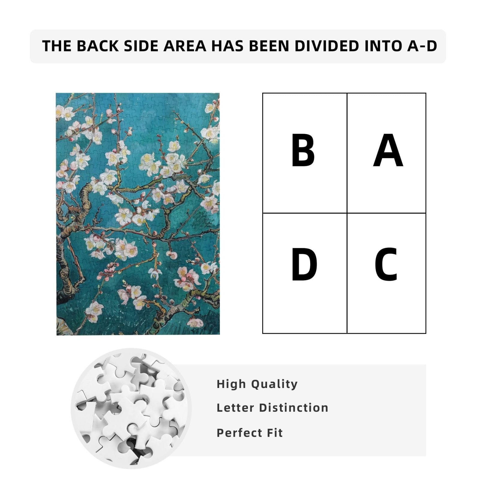 Деревянный пазл Цветущий миндаль 300 деталей с коробкой для хранения, фото №5