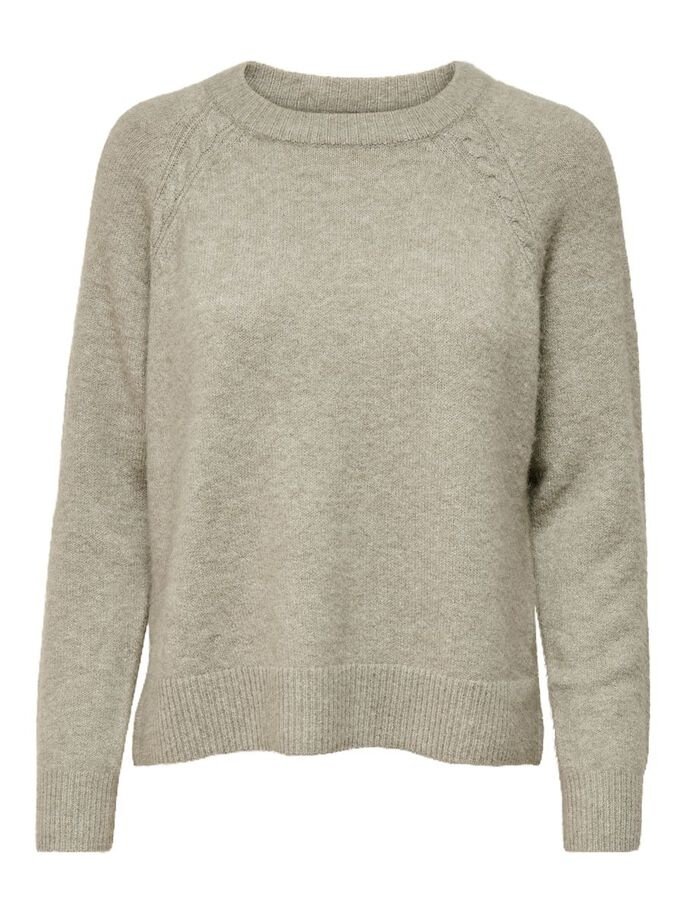 Пуловер ONLGABI LIFE L/S O-NECK PULLOVER CC KNT 15231424-Kalamata-Detail:W. MELANGE ONLY Сірий M, фото №3