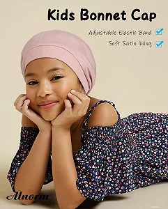 Шапка для сну Alnorm Curly Girls з сатиновою підкладкою та регульованою комфортною еластичною стрічкою для дівчат-підлітків synthetic.ua - Фото 1