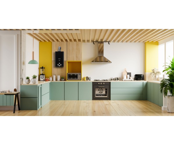 ARDESTO Газова колонка X1 10 л/хв 20 кВт розпалювання від батарейок дисплей чорний, фото №2