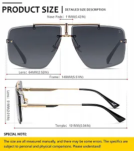 Солнцезащитные очки Квадратные Ретро SHEEN KELLY для мужчин и женщин Без оправы synthetic.ua - Фото 1