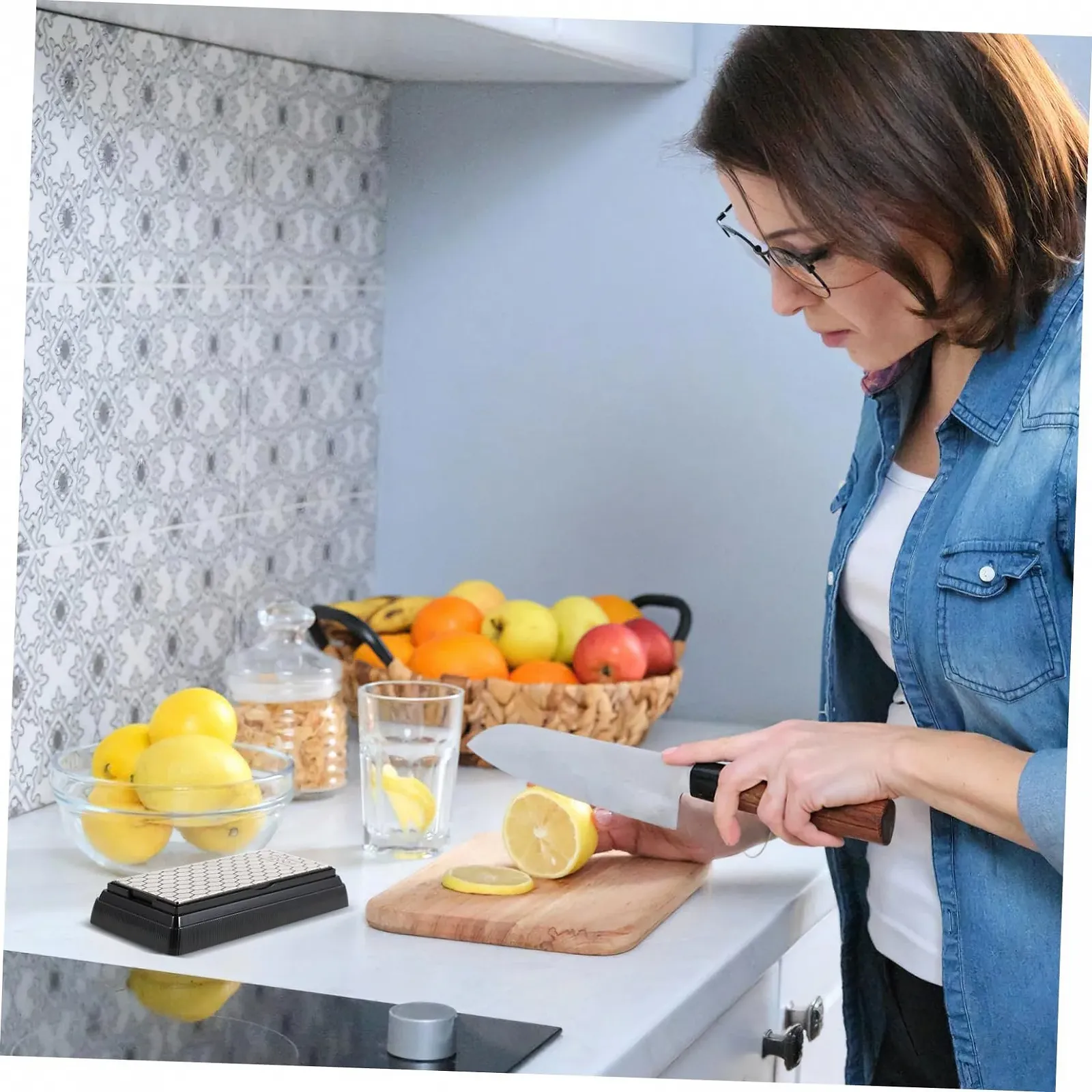 Алмазне точило для ножів Double-Sided 400/1000 Grit з підставкою, фото №3