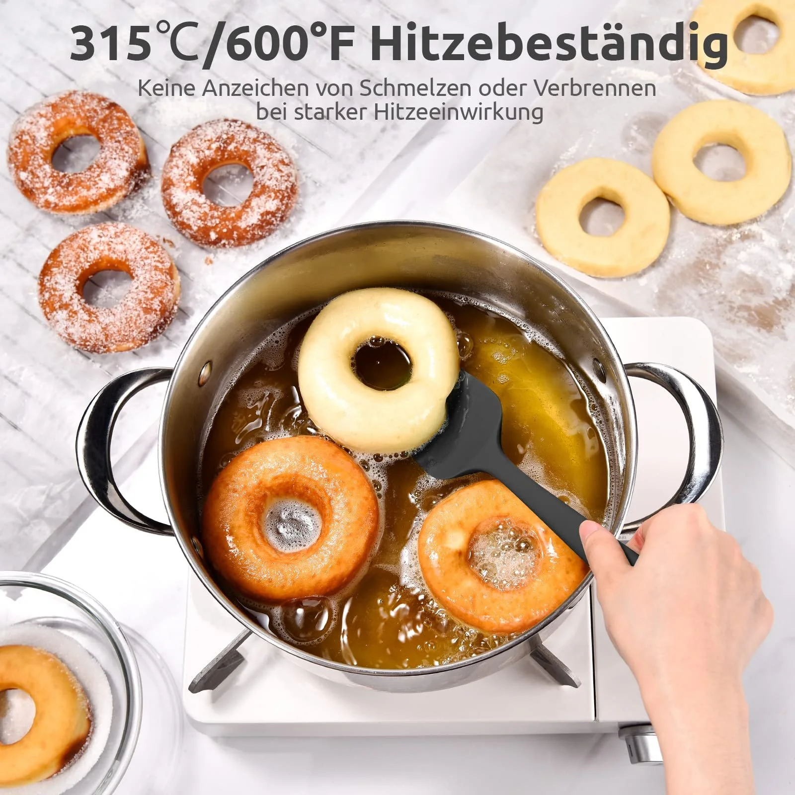 Набор силиконовых лопаток U-Taste термостойкие 315 °C бесшовные черные (2 шт.), фото №3