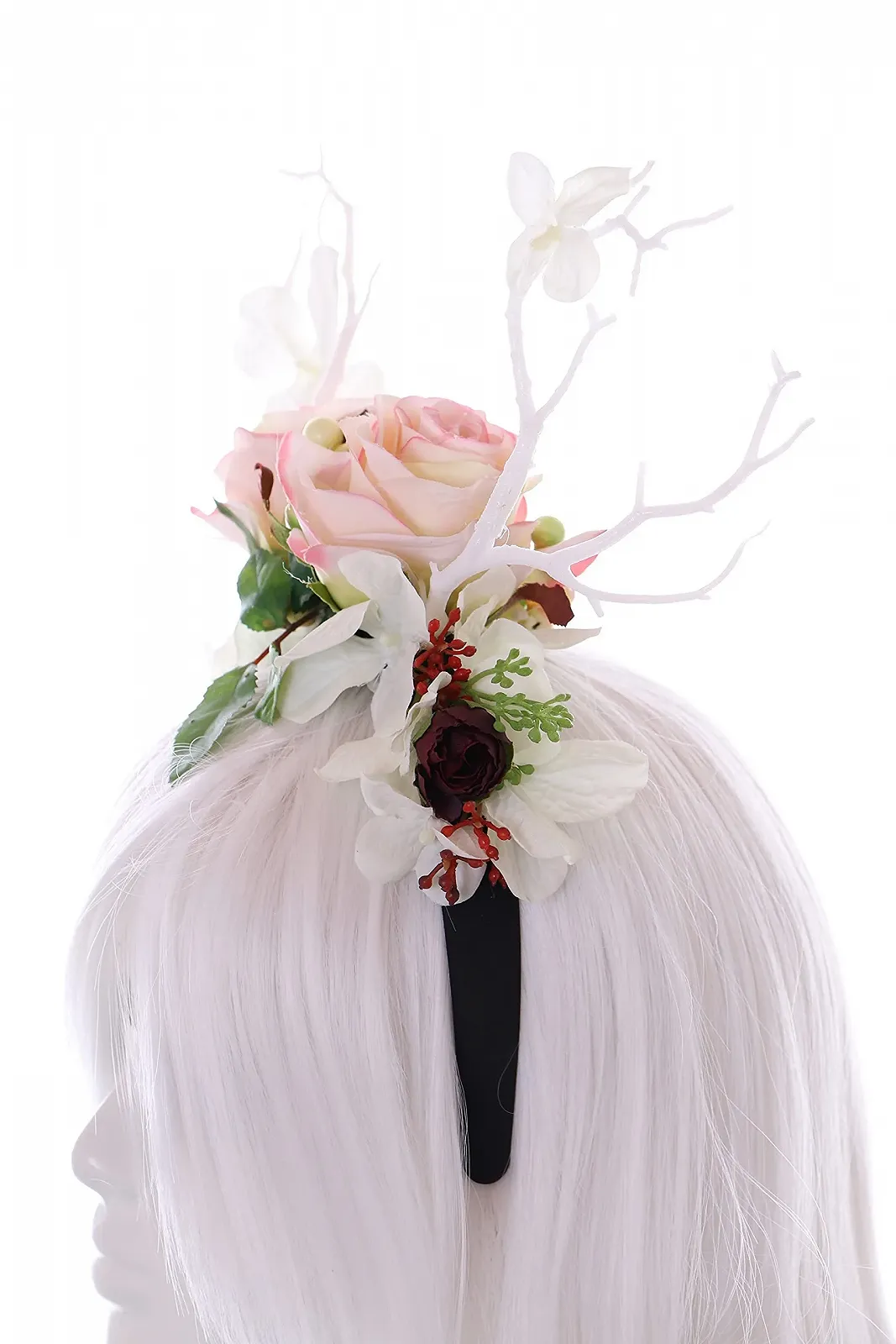 Обруч C-81 з кольоровими штучними квітами, фото №6