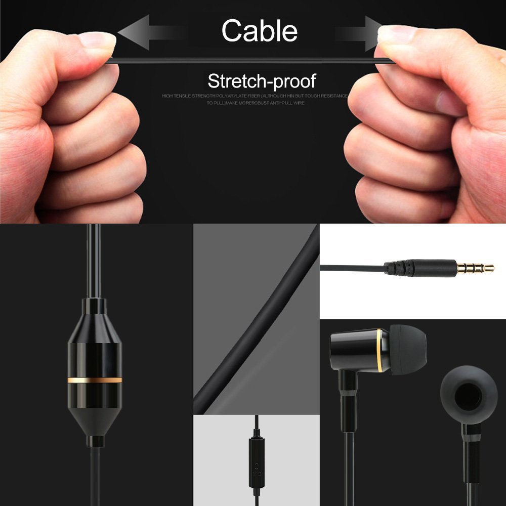 Навушники Docooler FC12 Stereo Music Audio 3.5 мм Anti Radiation Air Tube In-Ear з мікрофоном Чорний для смартфонів настільних комп'ютерів ноутбуків планшетів ПК, фото №5