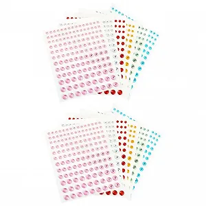 Самоклеящиеся кристаллы FRCOLOR 12 листов Разноцветные стразы для макияжа глаз, украшения тела, набор украшений для вечеринок - Фото 1