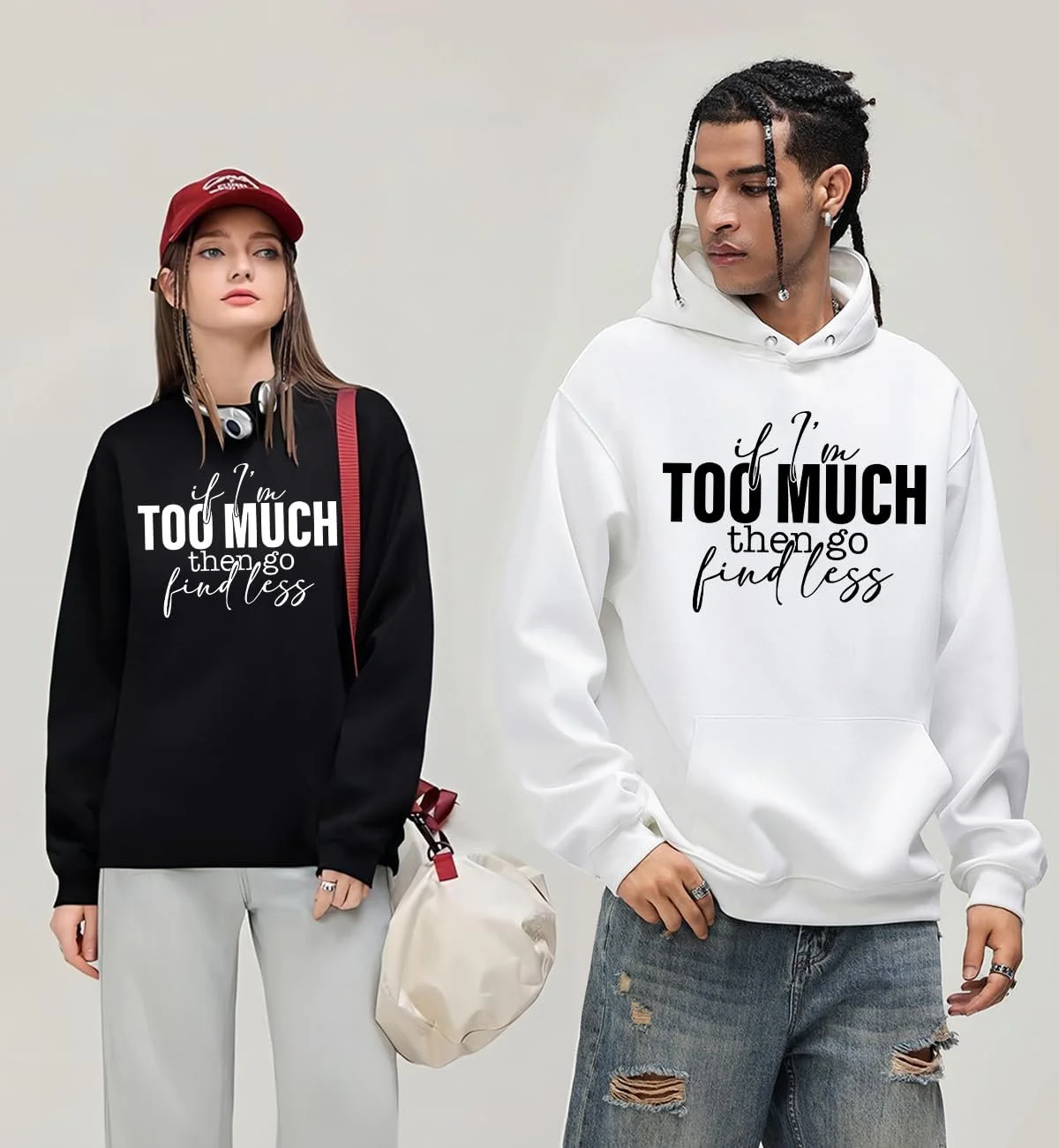 Толстовка с буквами 'If I'm Too Much Go Find Less' Смешной Графический Повседневный Унисекс Свитшот с Длинными Рукавами, фото №2