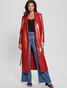 Женское кожаное пальто Guess Красный - S - Фото 1