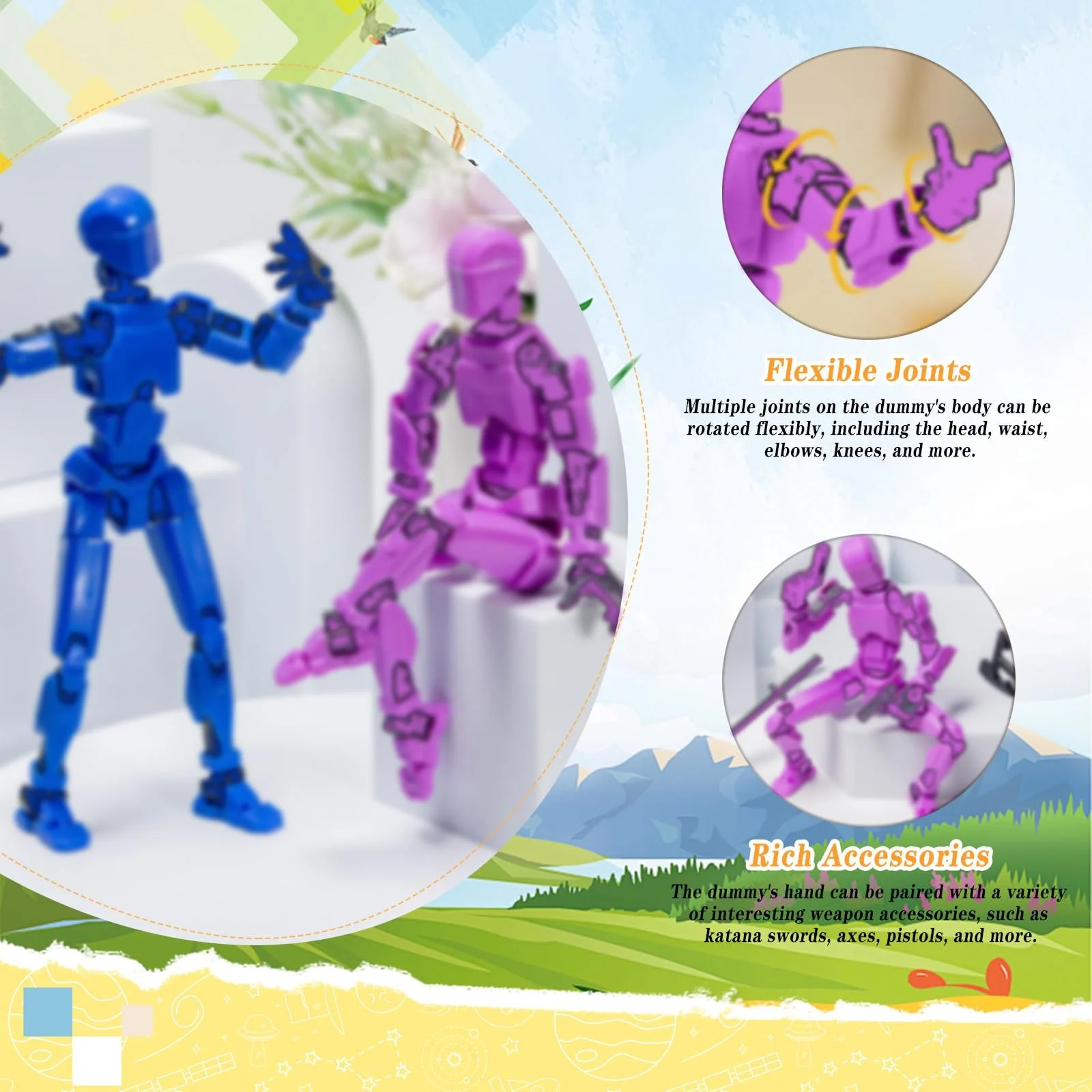 Фігурки SilverChry T13 Dummy 4 штуки рухомі з аксесуарами, фото №4