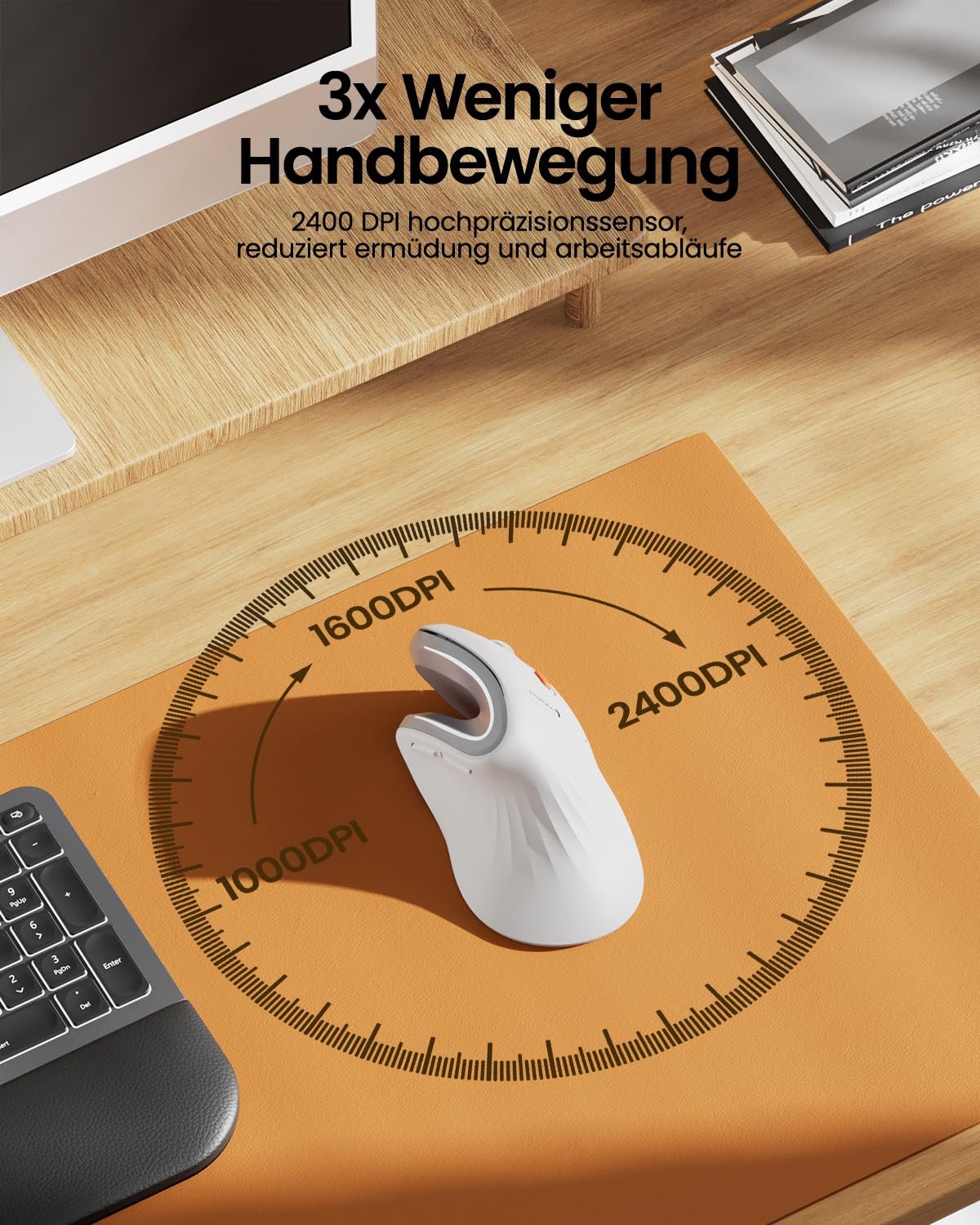 Миша ProtoArc EM11 NL Бездротова вертикальна ергономічна з 3 пристроями (Bluetooth + Bluetooth + USB), фото №7