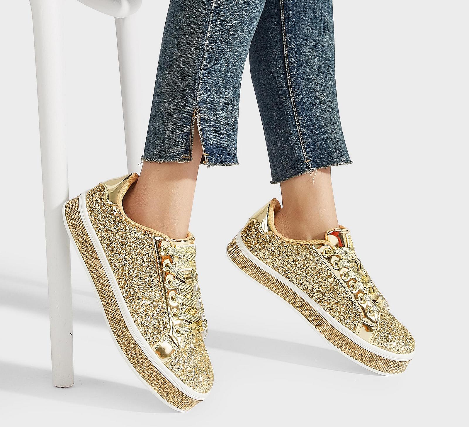 Жіночі Кросівки на платформі LUCKY STEP Glitter Блискучі Ошатні для весілля, фото №7