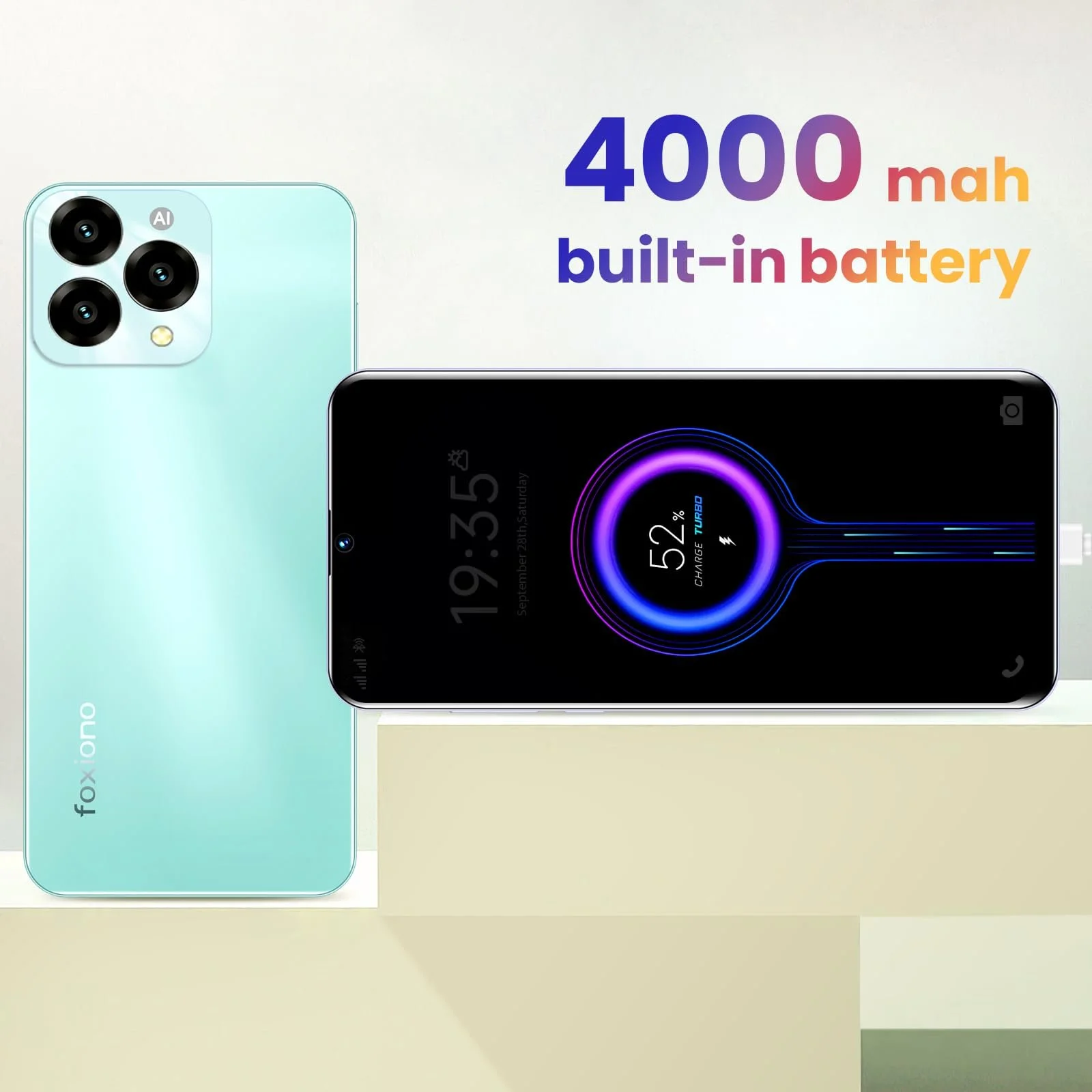 Смартфон 8-Core Processor 4G-LTE 5MP + 13MP Camera Android 11 4GRAM 64GROM Expandable 256GB 6.52 Inch Blue, фото №4