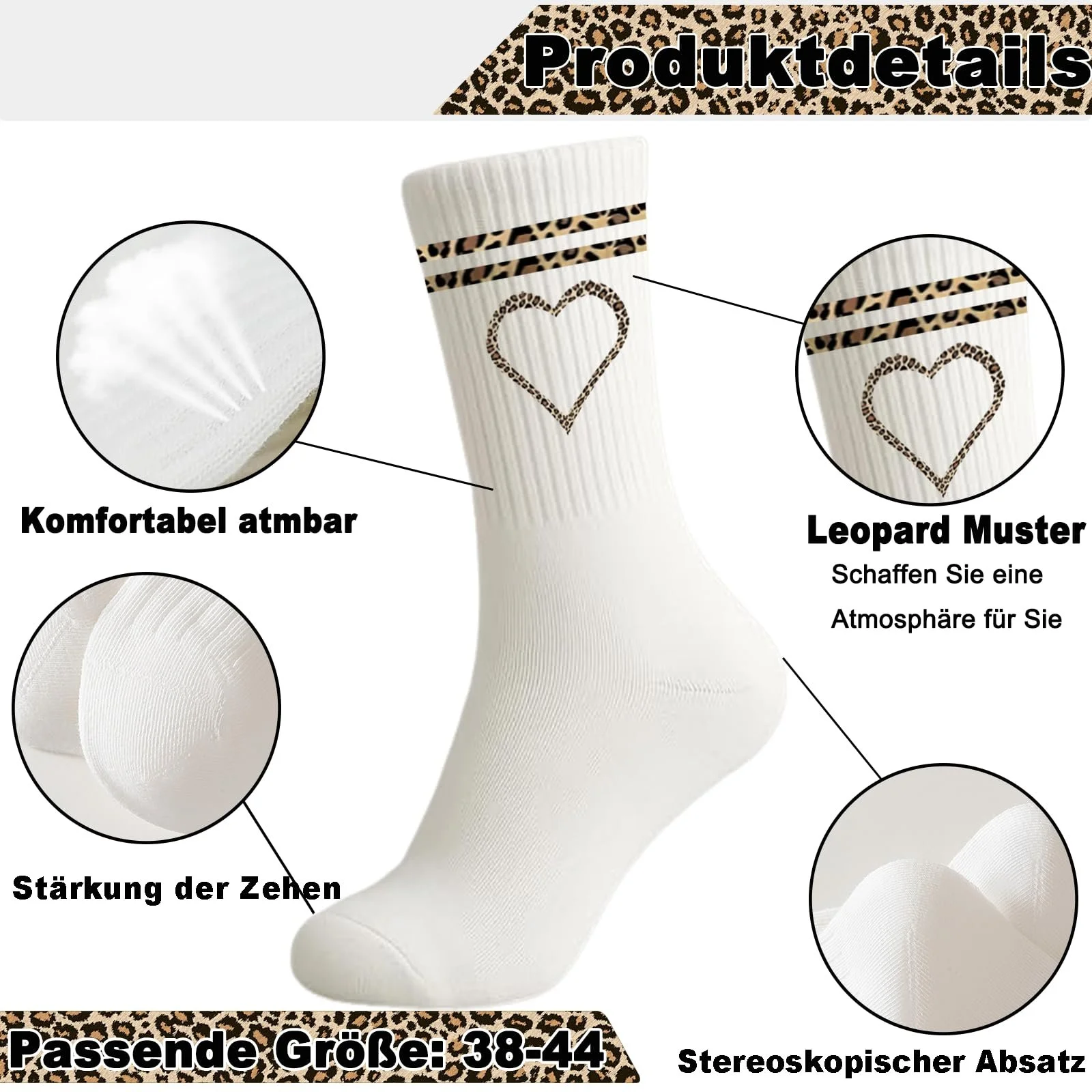 Шкарпетки тенісні Leo Бавовна 38-44, Леопардовий принт, фото №2 Шкарпетки тенісні Leo Бавовна 38-44, Леопардовий принт, фото №2