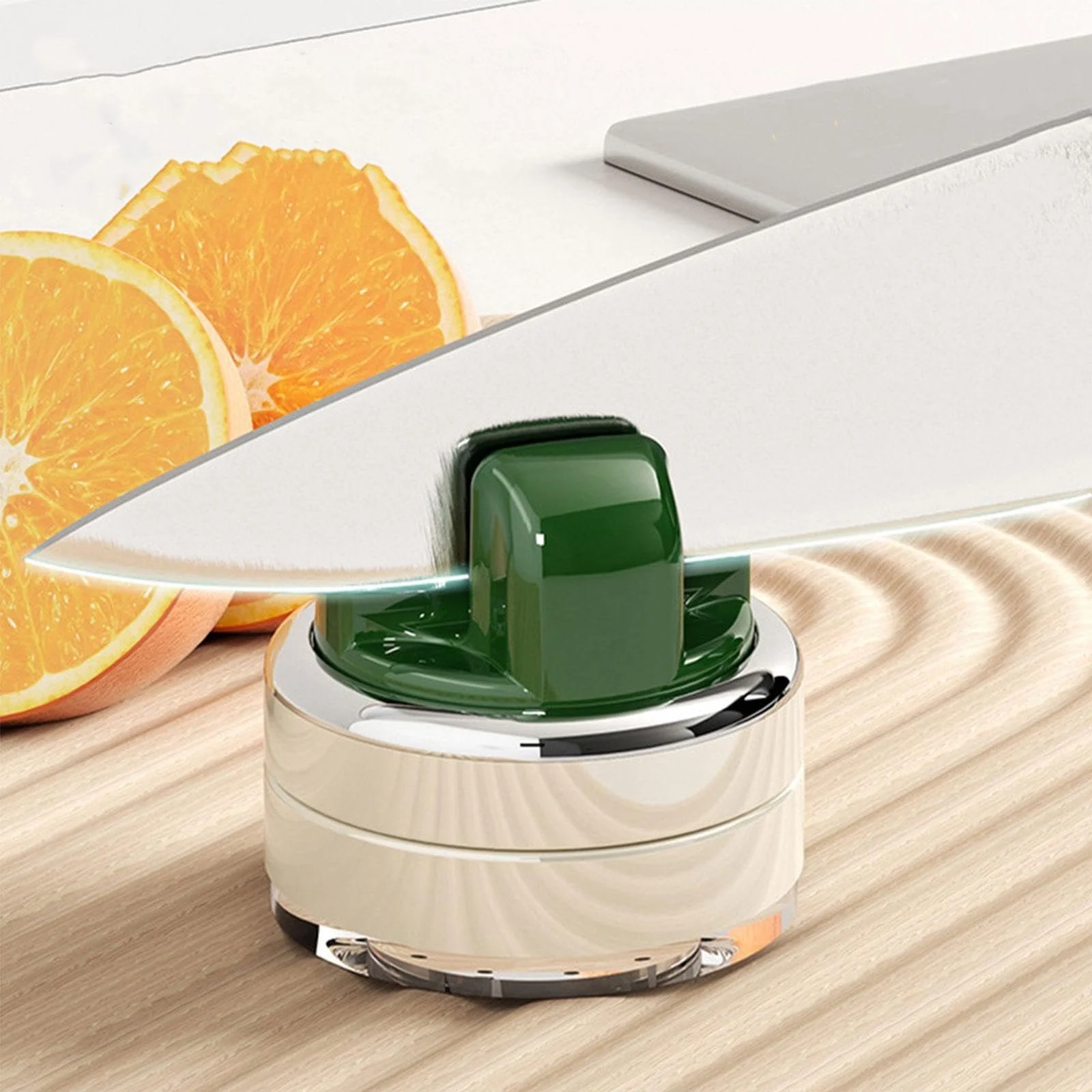 Точилка для кухонних ножів ручна на присосці зелена, фото №3