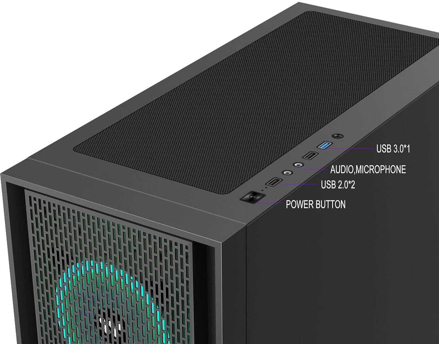 Корпус KEDIERS C710 / E-ATX / 7x120mm ARGB PWM / USB 3.0 / без БЖ / Чорний, фото №6
