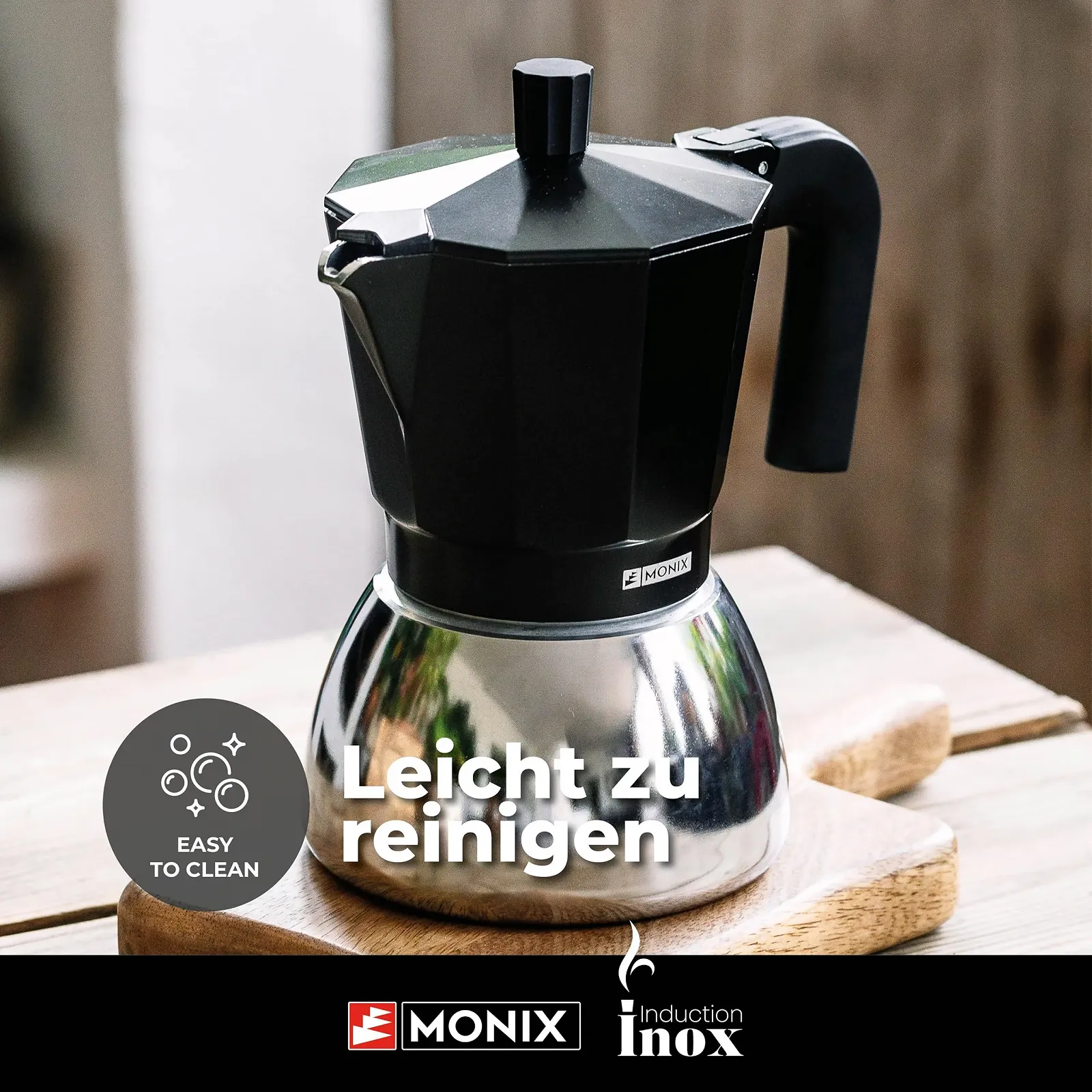 Кофеварка Monix Induction Inox 3 чашки Черный, фото №4