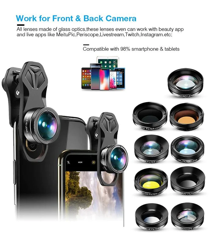 Набор фильтров и объективов для смартфона 11в1 Apexel APL-DG11, фото №3