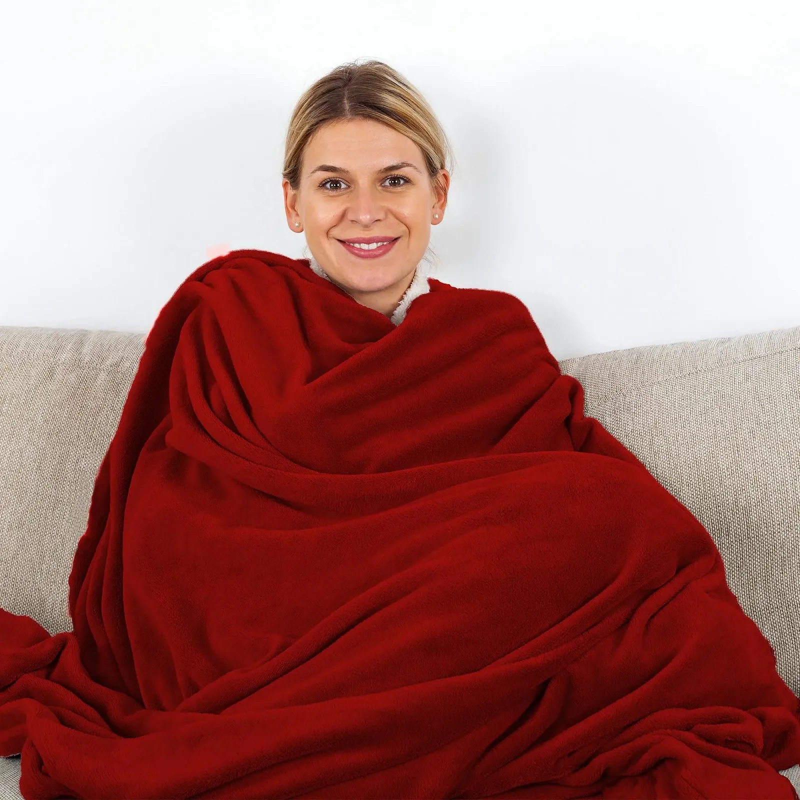 Покривало Komfortec Плюшева 150 x 200 см Бургунді, фото №6 Покривало Komfortec Плюшева 150 x 200 см Бургунді, фото №6