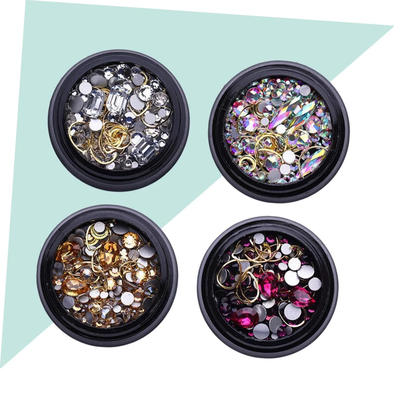 Металлические заклепки для дизайна ногтей Healvian золото Луна-Сердце Прозрачный AB Прозрачный Белый, фото №8