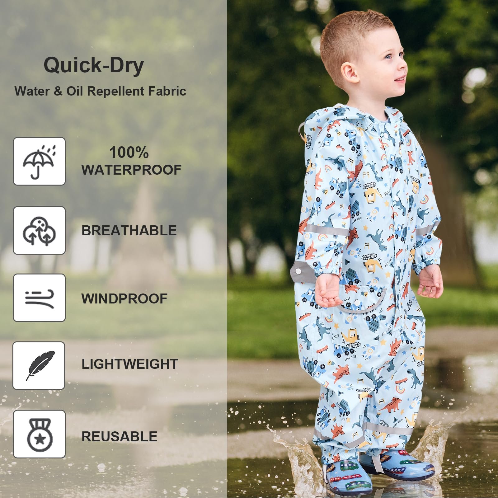 Детский дождевой комбинезон Hovkib для мальчиков и девочек, цельный дождевик, дышащий, водонепроницаемый, дождевик для малышей, грязевой костюм на молнии, 1-10 лет, фото №3 Детский дождевой комбинезон Hovkib для мальчиков и девочек, цельный дождевик, дышащий, водонепроницаемый, дождевик для малышей, грязевой костюм на молнии, 1-10 лет, фото №3