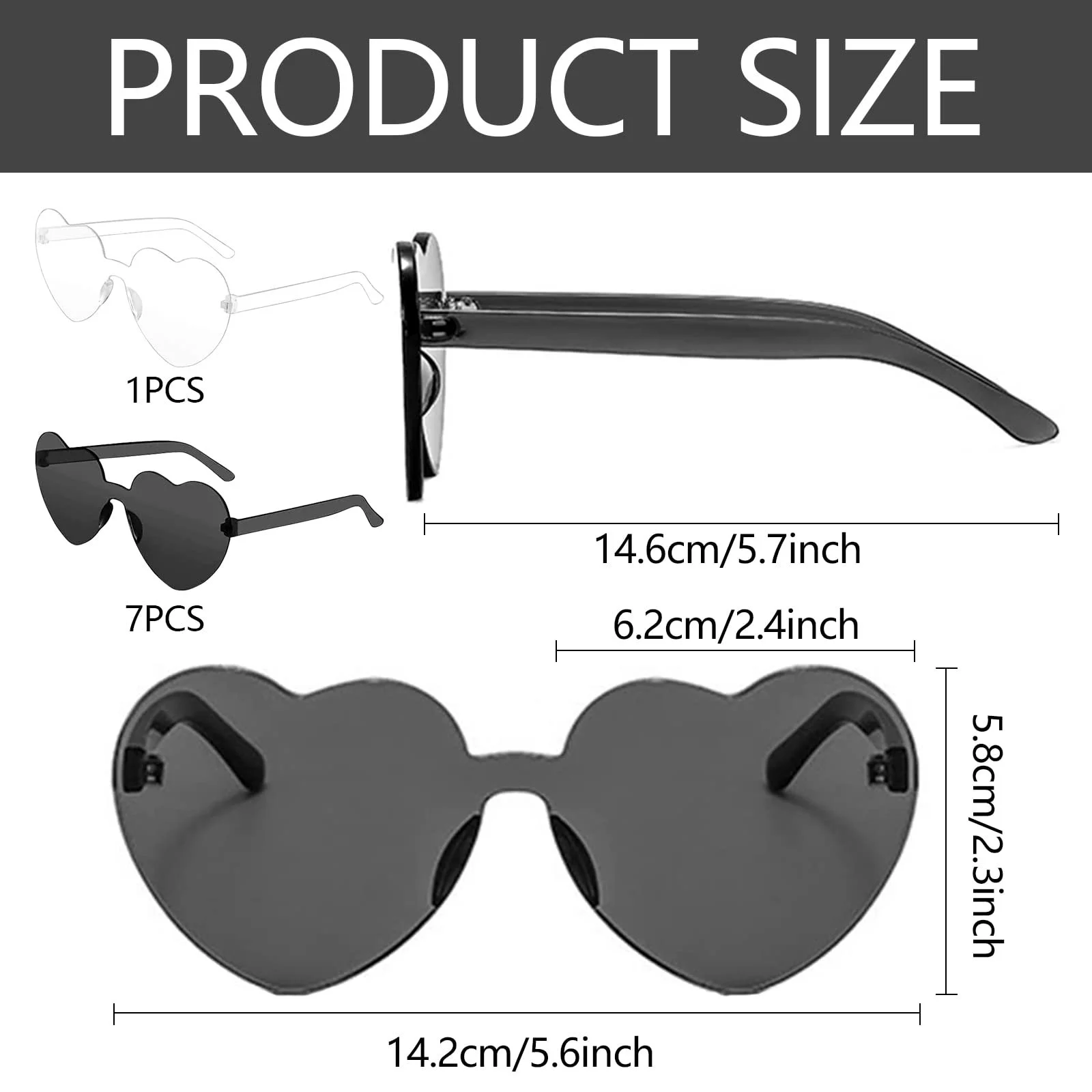 Набір сонцезахисних окулярів у формі серця, фото №2