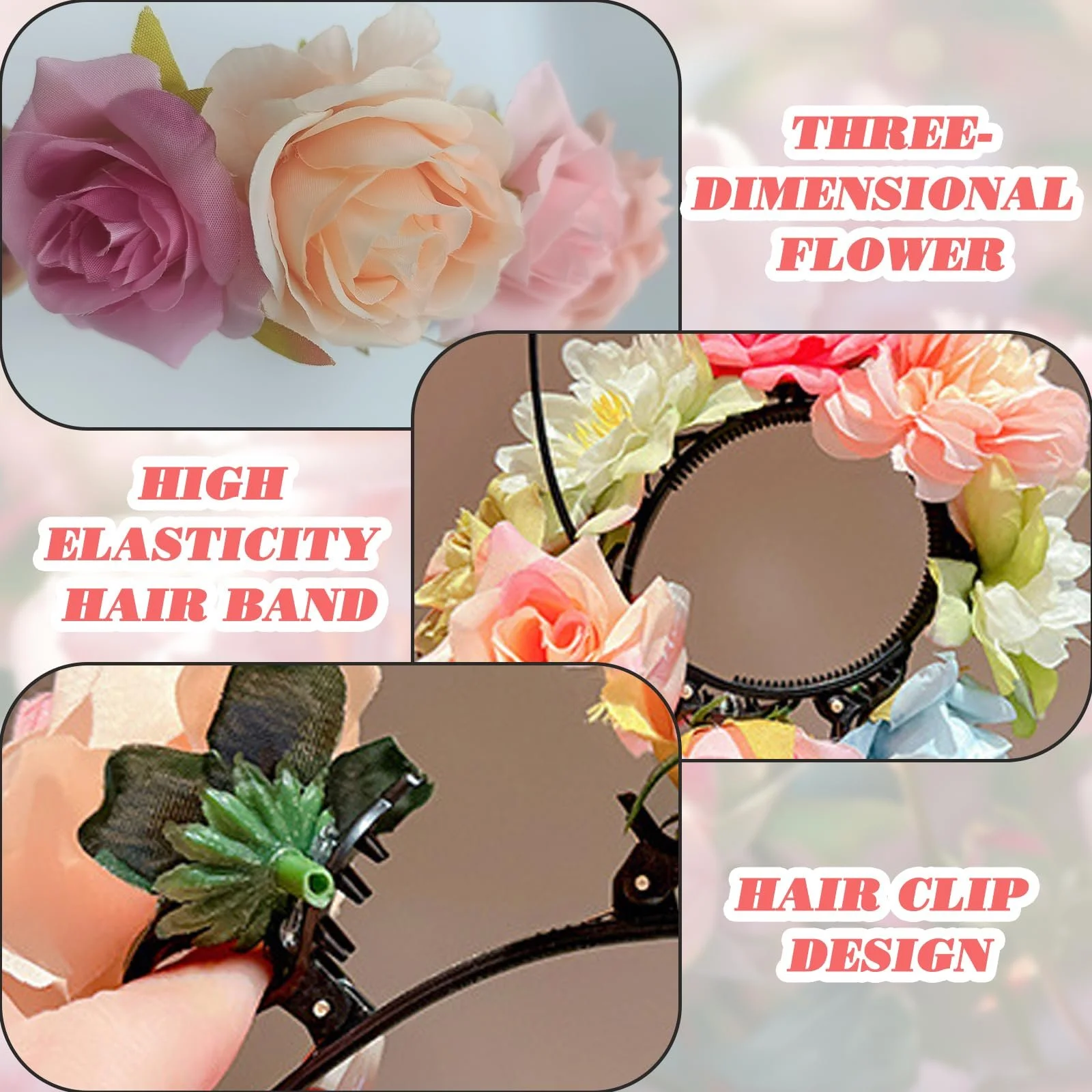 Обруч Квітковий Різнокольорові Квіти, фото №5