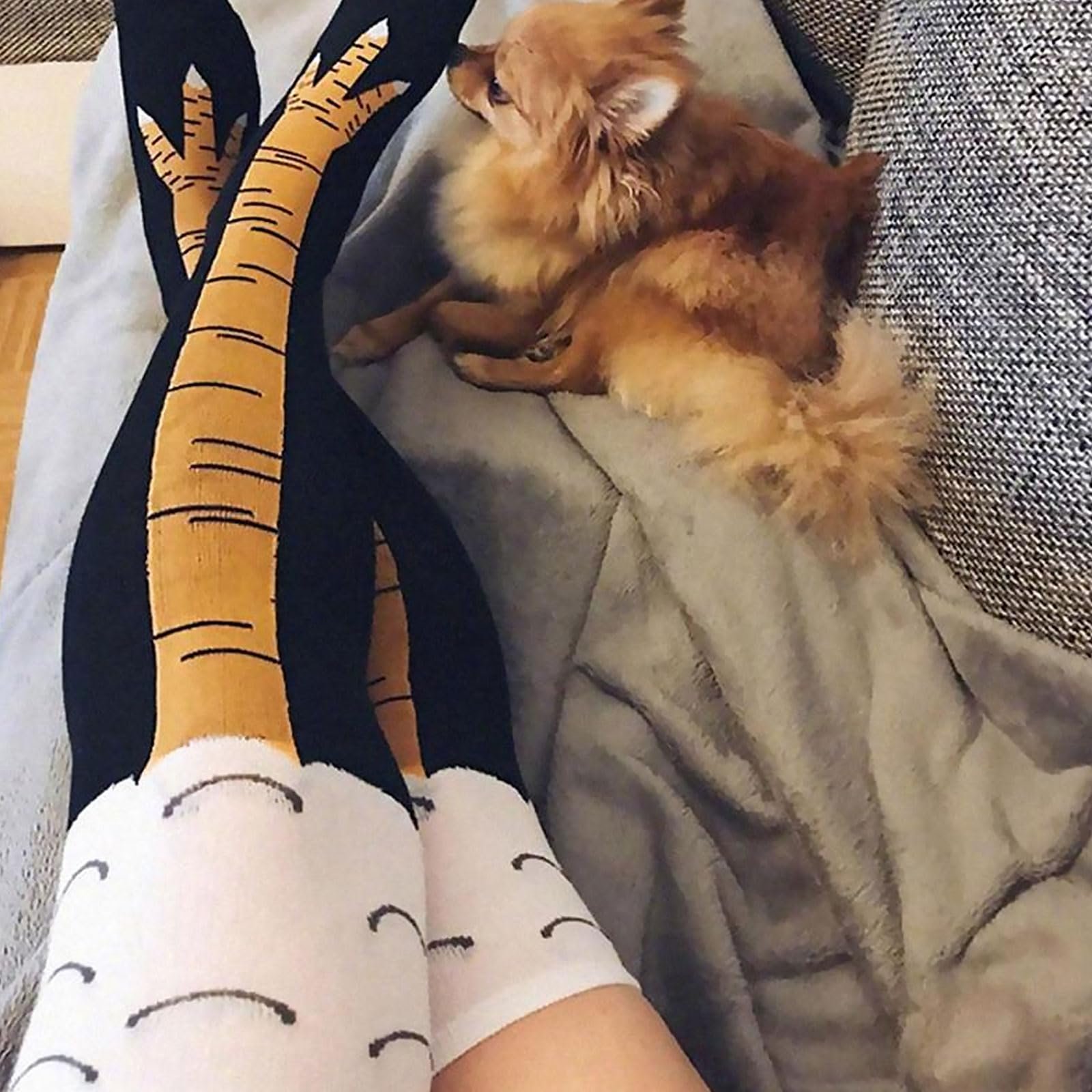 3 пары чулок "Куриные лапки", женские гольфы выше колена "Куриные лапки", мультяшные теплые зимние, фото №8