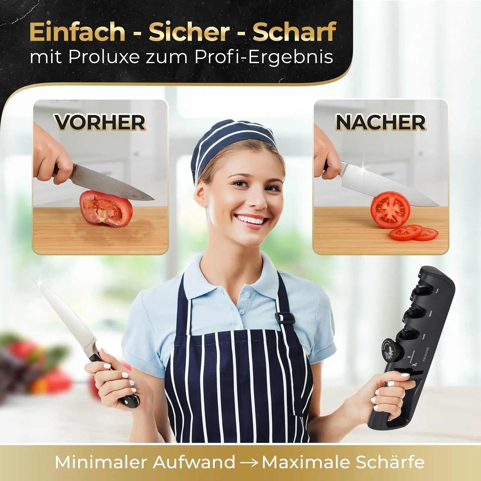 Точилка для ножів Proluxe Professional 4-ступінчаста з направляючою кута та точилкою для ножиць Diamond, фото №4