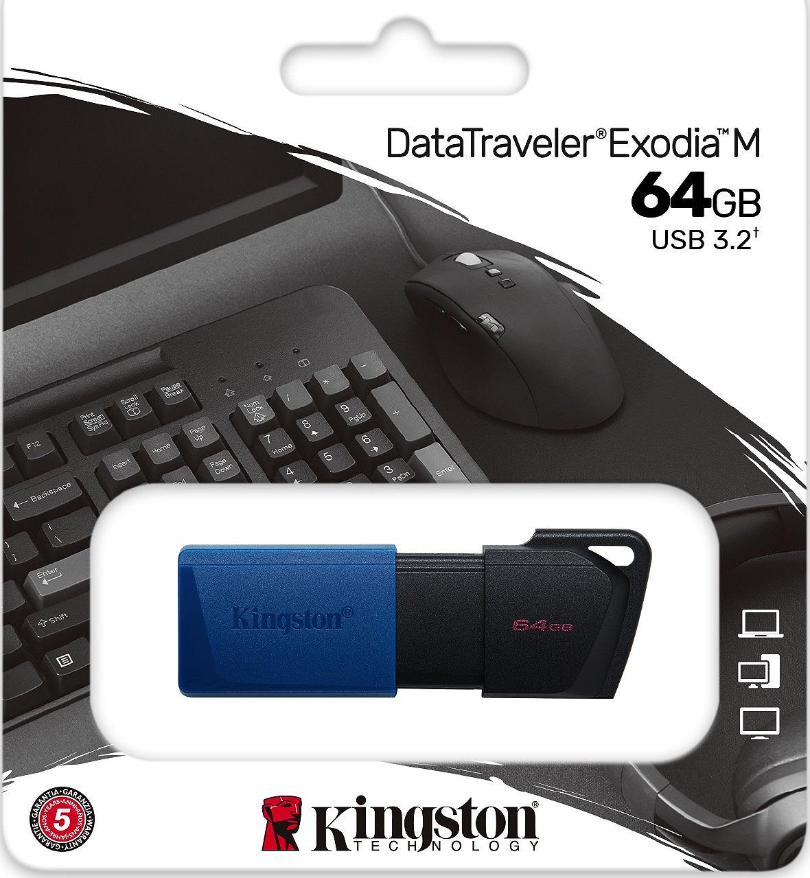 Флеш-накопитель USB3.2 64GB Kingston DataTraveler Exodia M Black/Blue (DTXM/64GB), фото №6