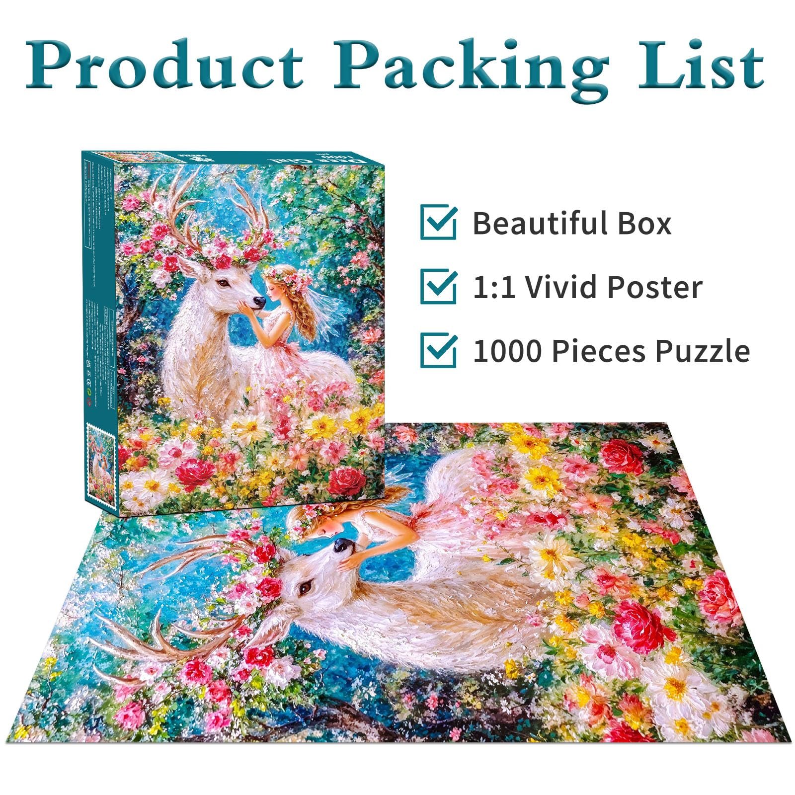 Пазл Deer Girl Білий олень 1000 деталей, фото №5