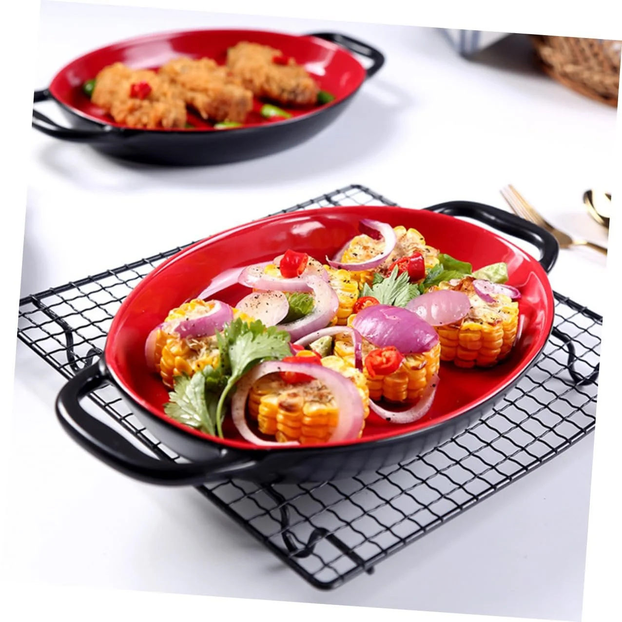 Форма для запекания Lurrose керамическая термостойкая с двойными ручками универсальная, фото №9