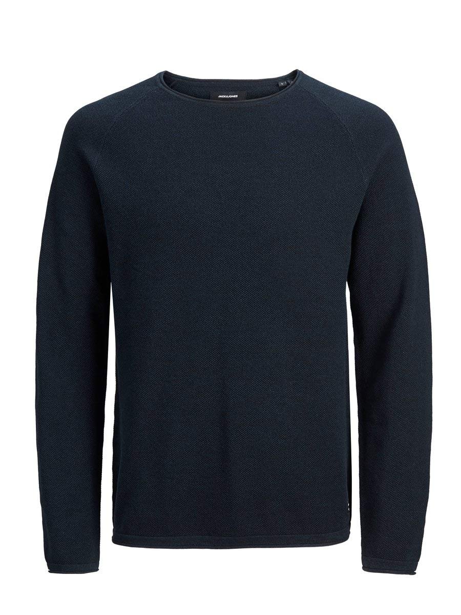 В'язаний пуловер JACK & JONES JJEHILL, чоловічий, з круглим вирізом, базовий, з довгими рукавами, бавовняна сорочка, фото №2
