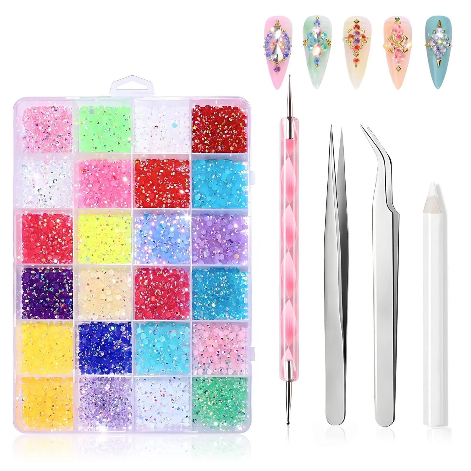 Стразы для ногтей Bedazzler Kit 3500 штук С пинцетом и ручкой-дотсом Набор для творчества, фото №1 Стразы для ногтей Bedazzler Kit 3500 штук С пинцетом и ручкой-дотсом Набор для творчества, фото №1