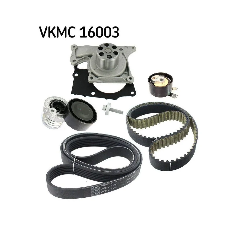 Водяной насос + комплект ремня ГРМ SKF VKMC 16003, фото №1