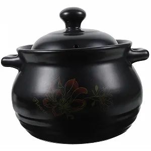 Кастрюля для супа керамическая Черная с керамической ручкой - Фото 1